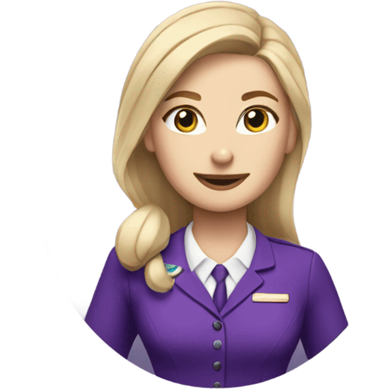 Blonde fair skin flight attendant in purple dress  emoji