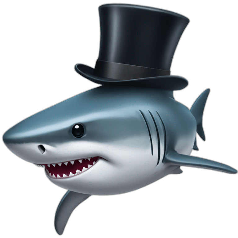 Shark with a top hat emoji