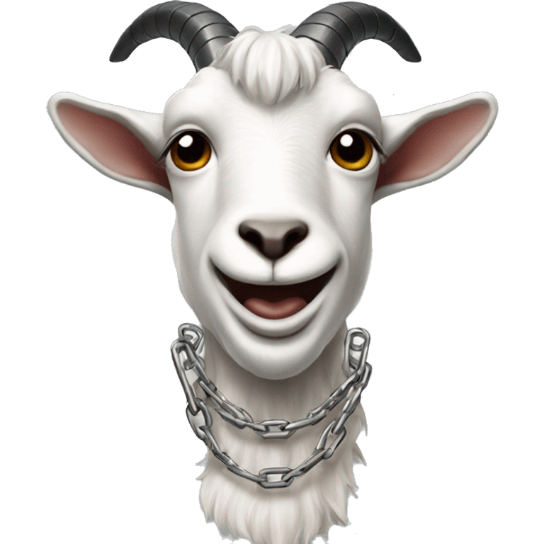 a goat with chains and a microphone emoji