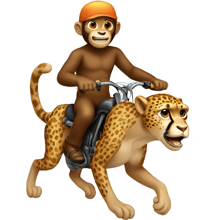 Monkey riding a cheetah emoji