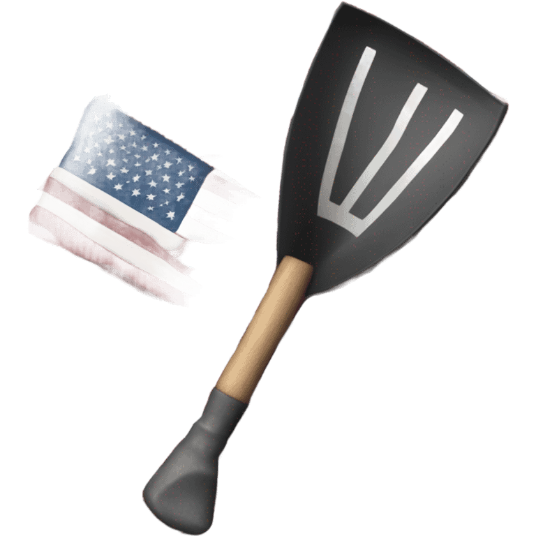 American flag connected to a black shovel emoji