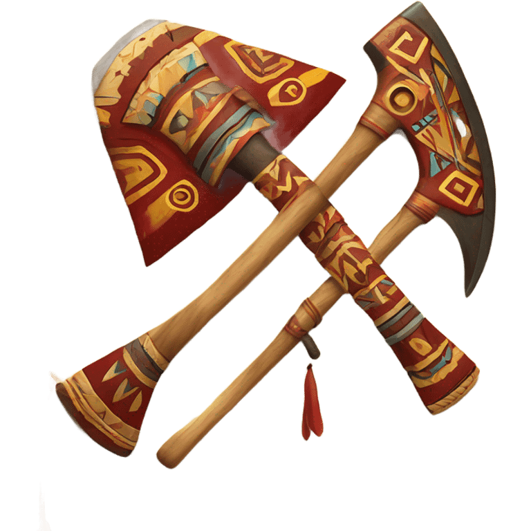 Red and gold Native American tomahawk emoji