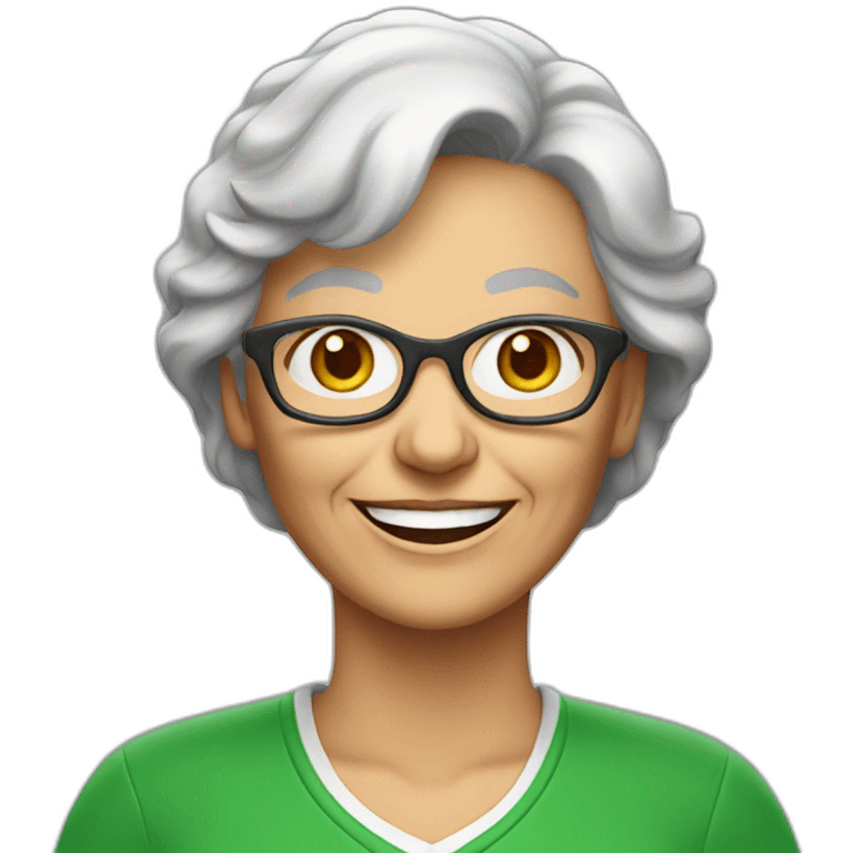 Smiling elderly woman in green jersey emoji