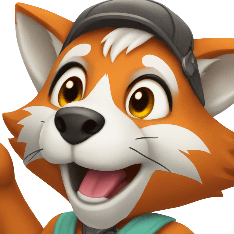 Anthro fox saying hi emoji