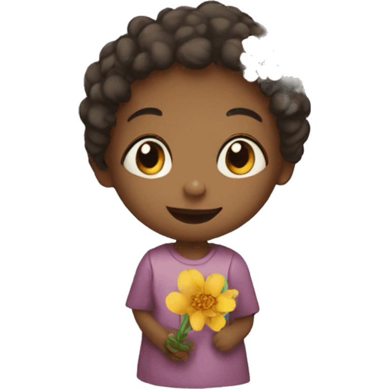 child with flower emoji