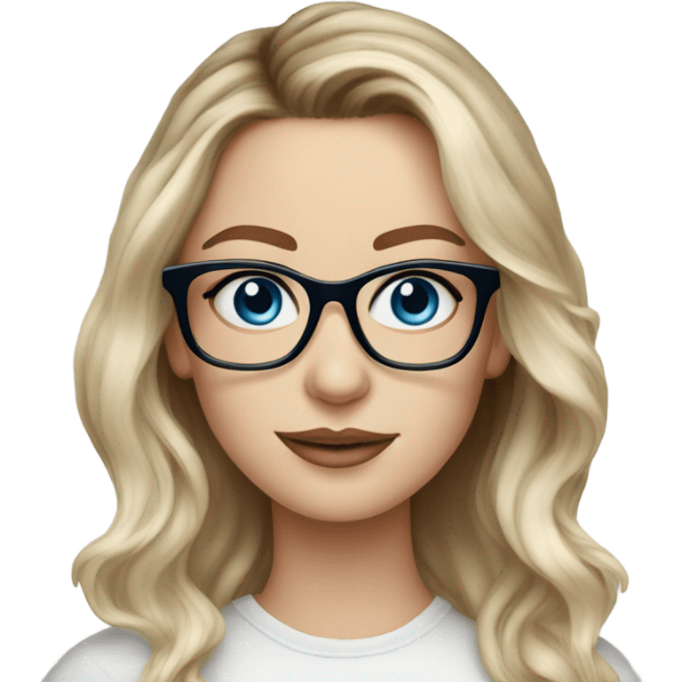 Beautiful Balayage pale Realistic lady with glasses and blue eyes  emoji