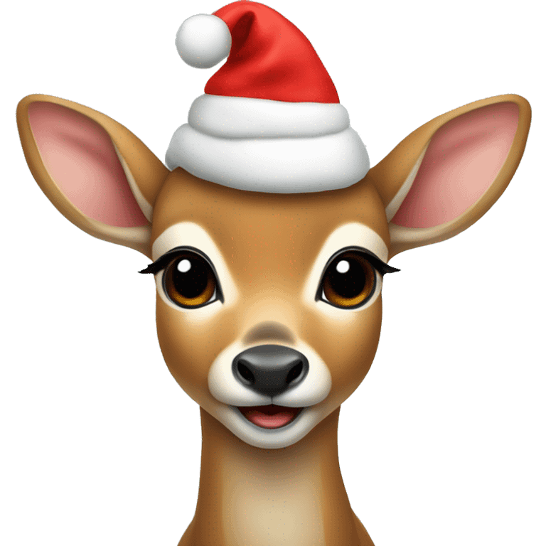 Baby deer with a Christmas hat  emoji