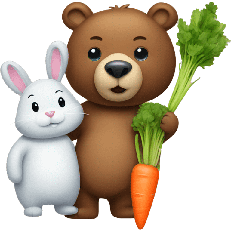 bear with a carrot and a bunny emoji