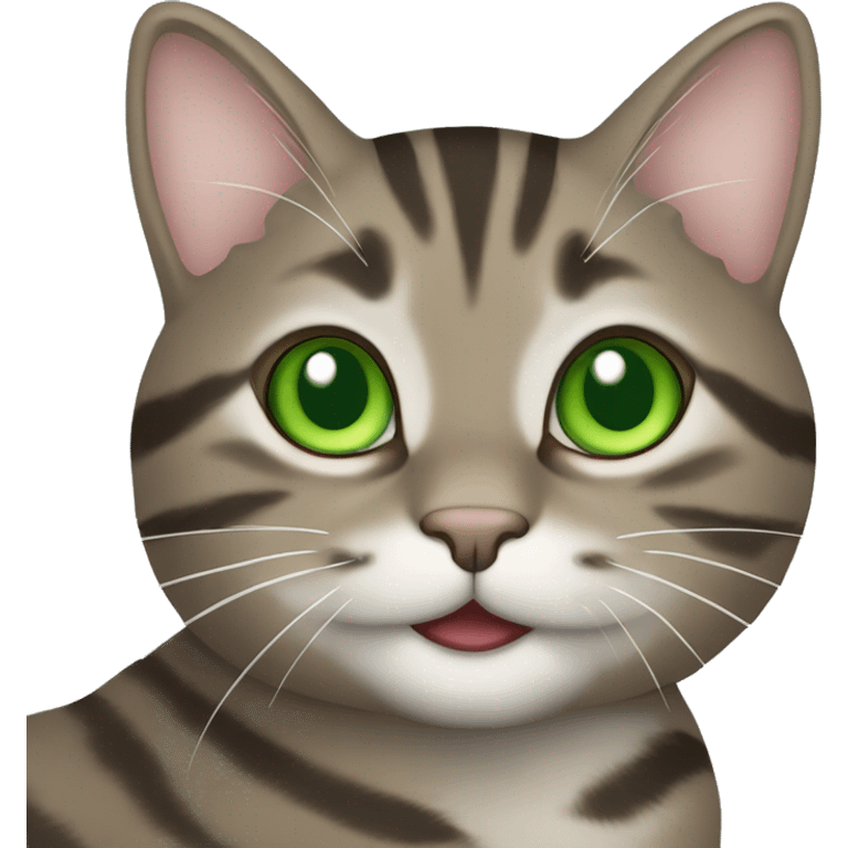 HAPPY brown gray tabby cat WITH GREEN EYES emoji