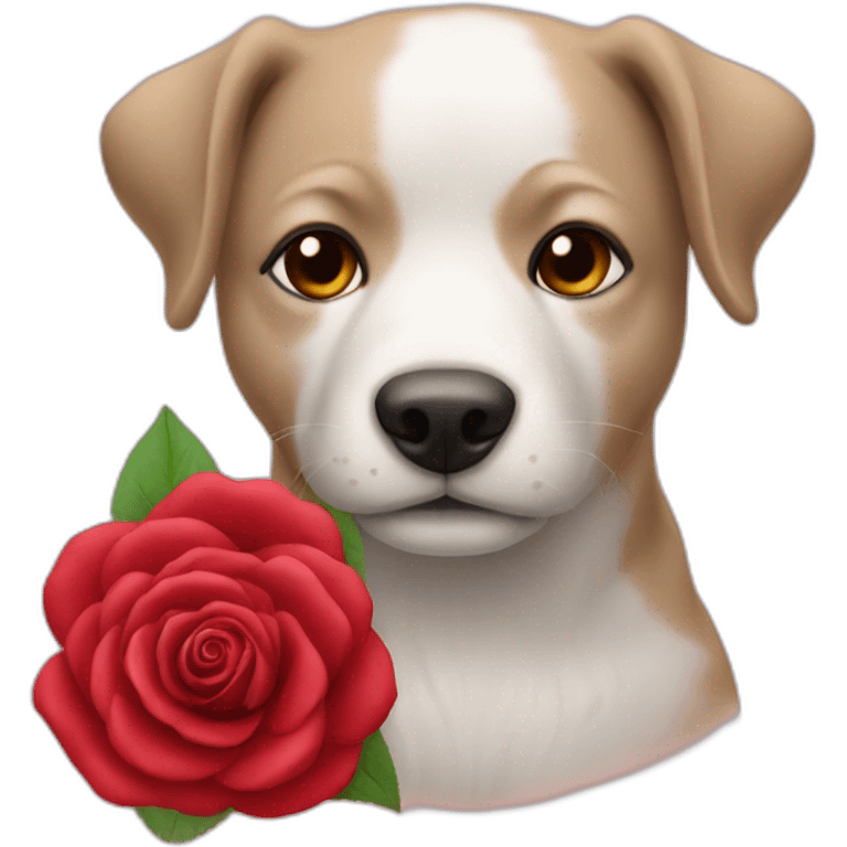 Dog whit a rose red emoji