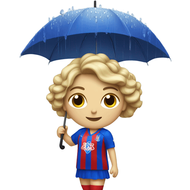  White Lady Crystal palace football supporter in the rain emoji