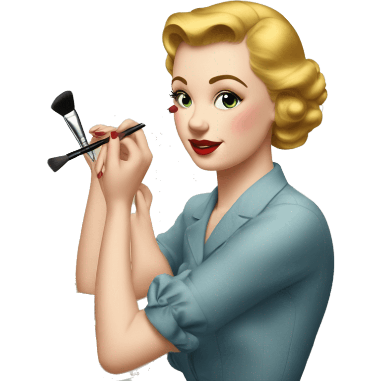 1940’s girl applying makeup  emoji