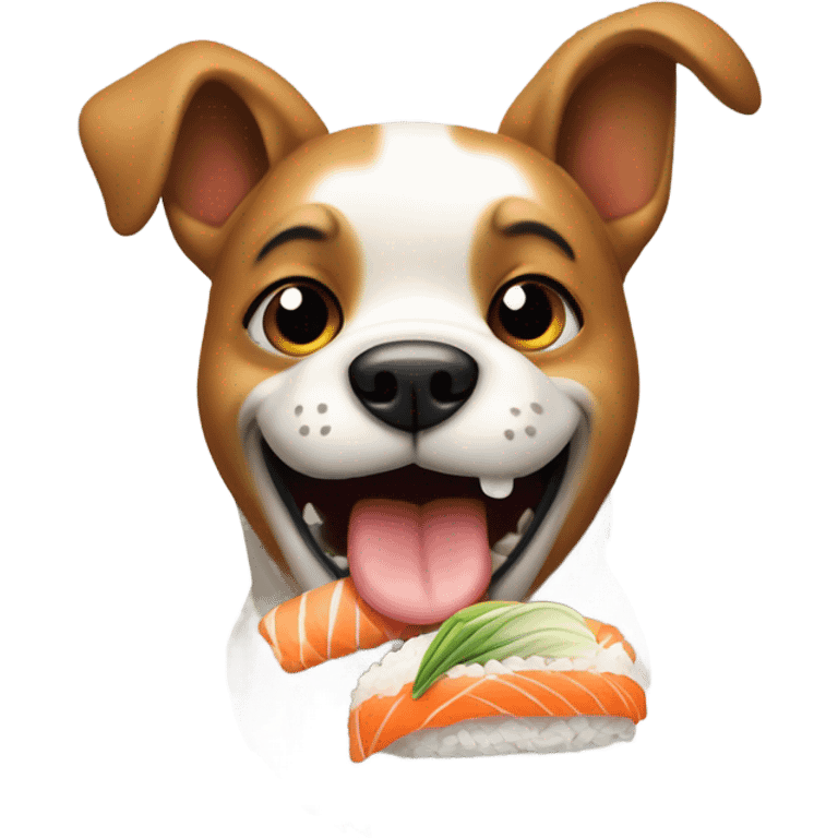 Dog holding a sushi roll emoji