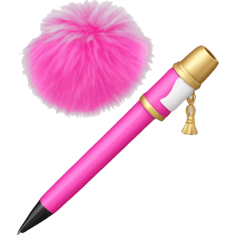 Pink fur pom pen emoji