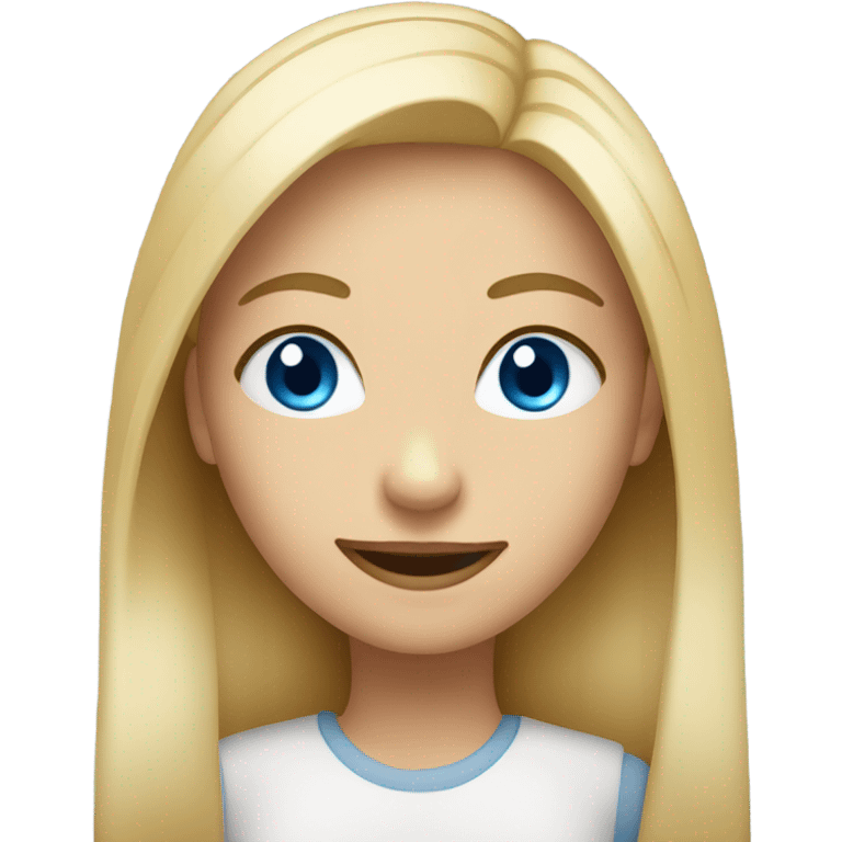 smiling blonde girl blue eyes straight hair portrait emoji