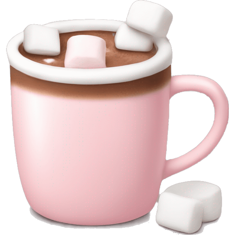 Light Pink mug of hot chocolate with marshmallows  emoji