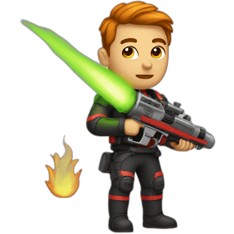 Elon with a flamethrower emoji