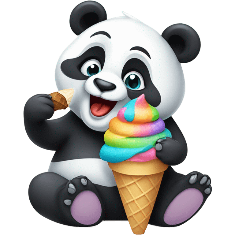 Panda eating ice cream emoji