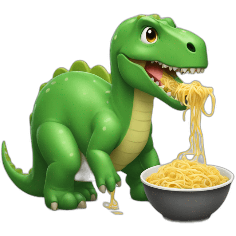 green dinosaur eating noodles emoji