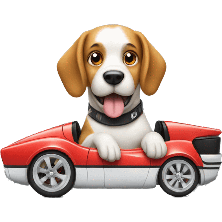 Dog drifting a sports car emoji