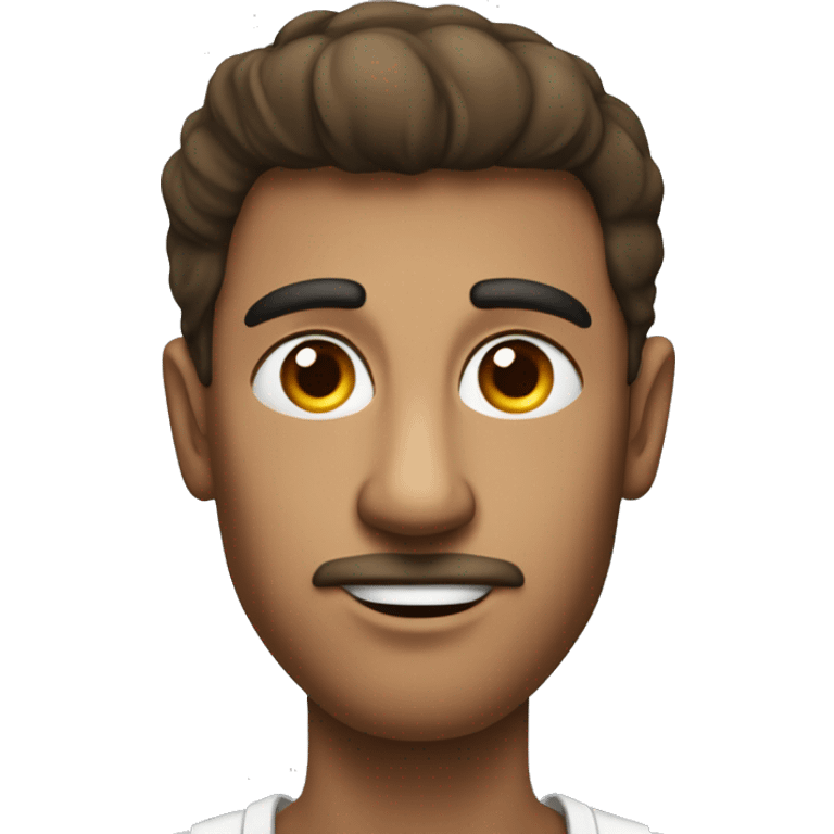 Un homme avec une tête carré et des yeux ecartés emoji