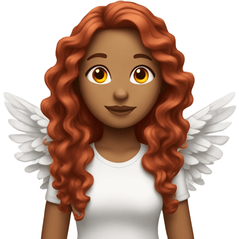 Latina girl with long red wavy hair with white wings emoji