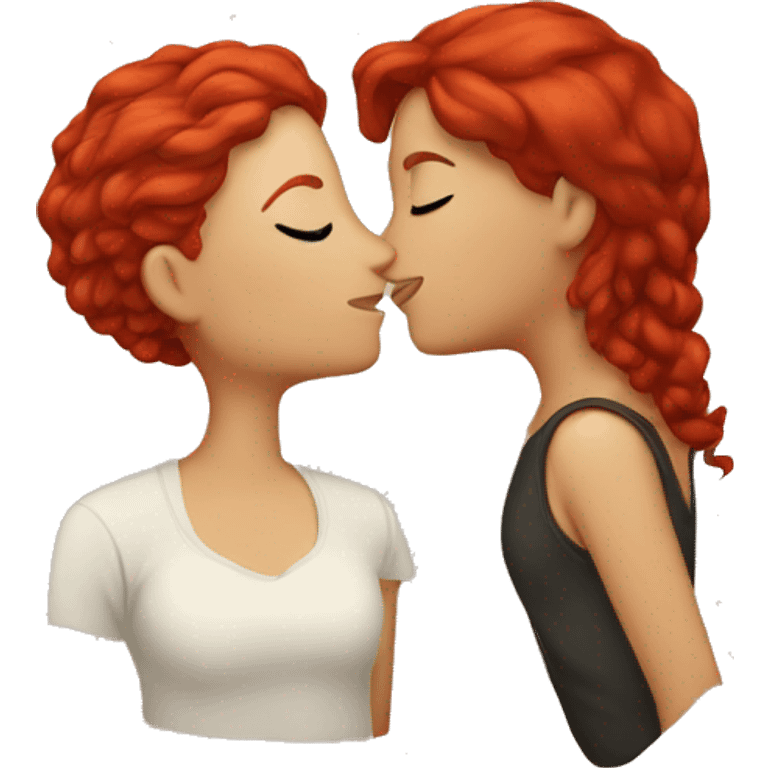 Lesbians kissing one with red hair emoji