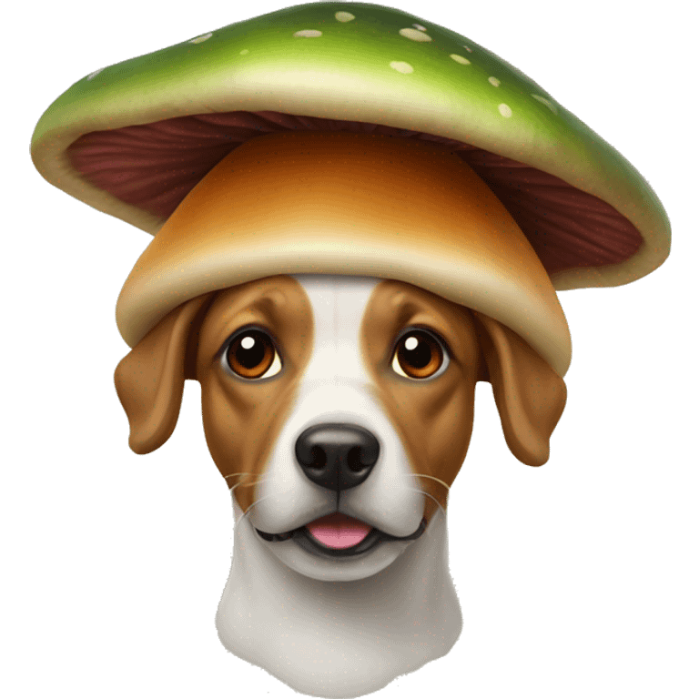 Dog with a mushroom hat emoji