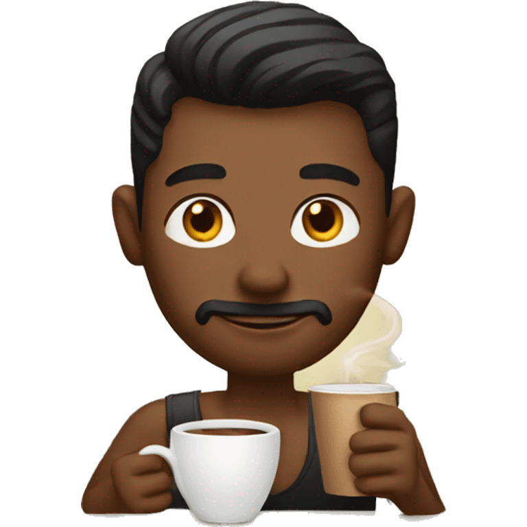 brown tattooed men drinking coffee emoji