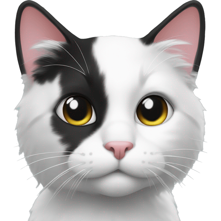 Create a black and white cat emoji