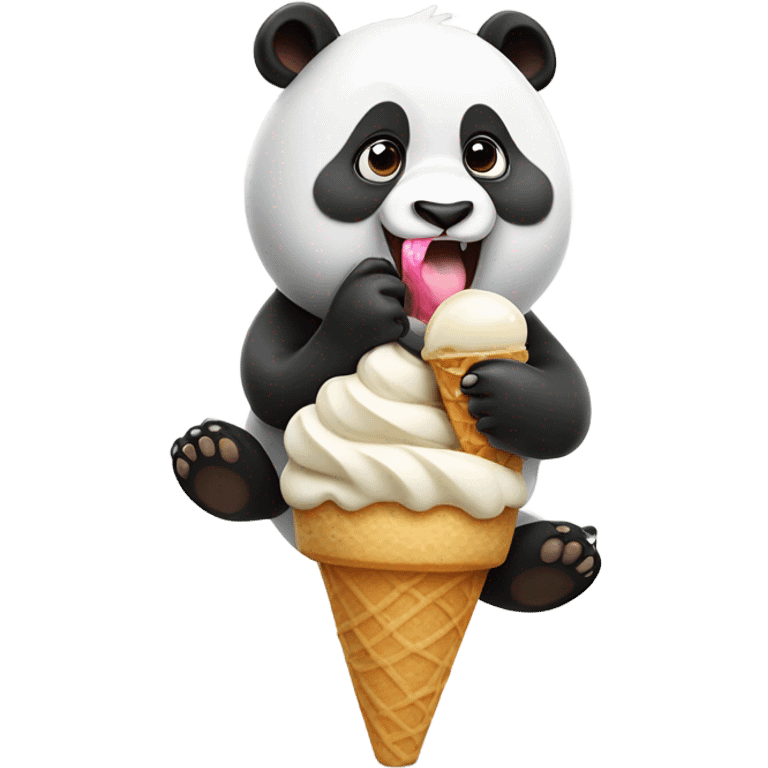 Panda eating ice cream emoji