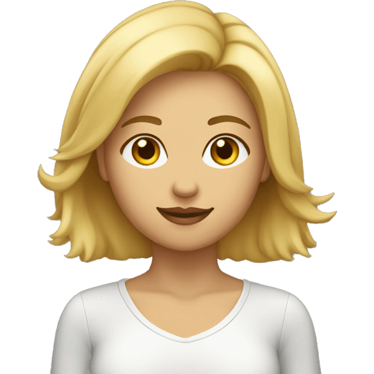 Mujer pelo rubio oscuro sin lentes, pelo carto emoji