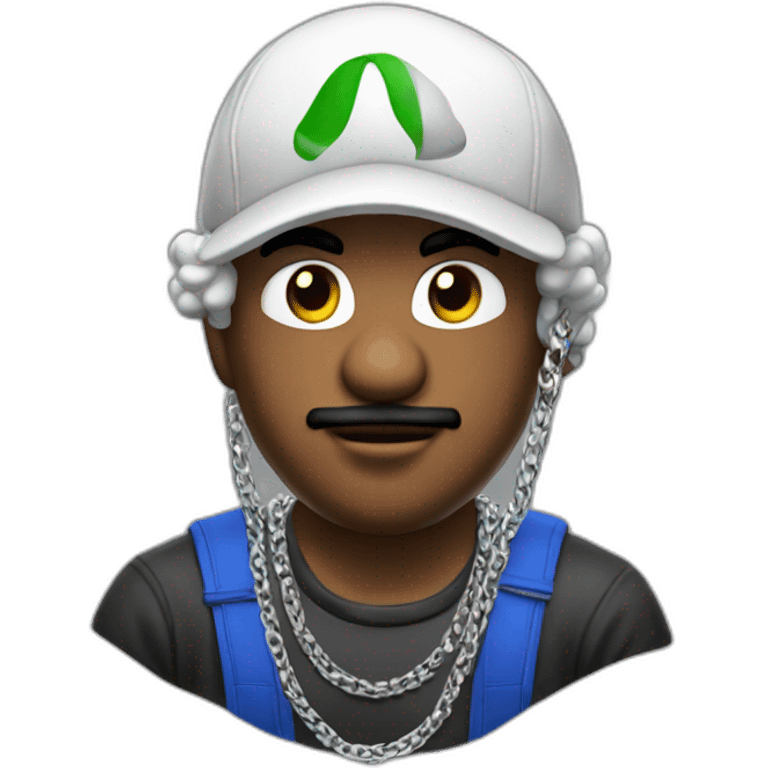 mario as white italian rapper with silver chains emoji