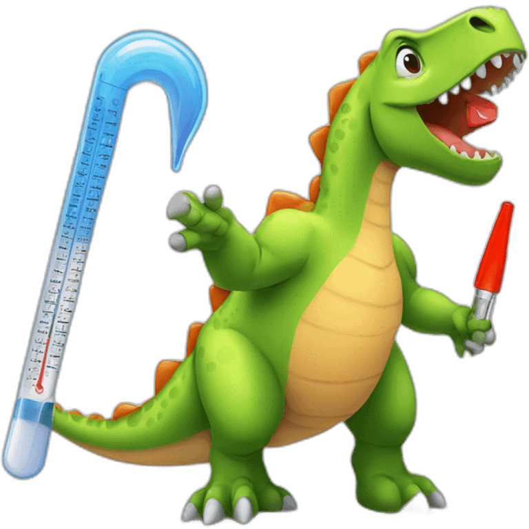 cold and fever dinosaur with thermometer emoji