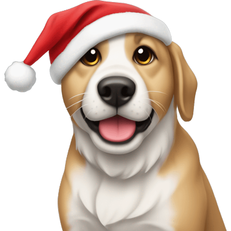 Perrito con gorrito navideño emoji