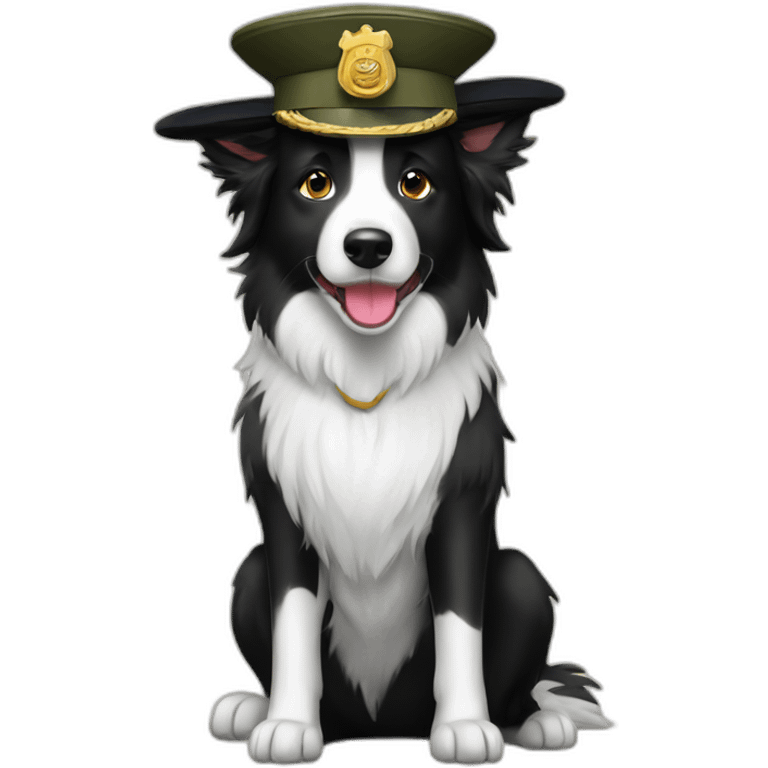 Border collie with army hat emoji