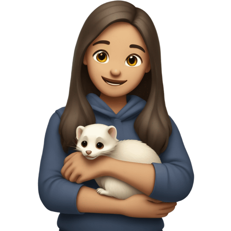 girl holding a ferret emoji