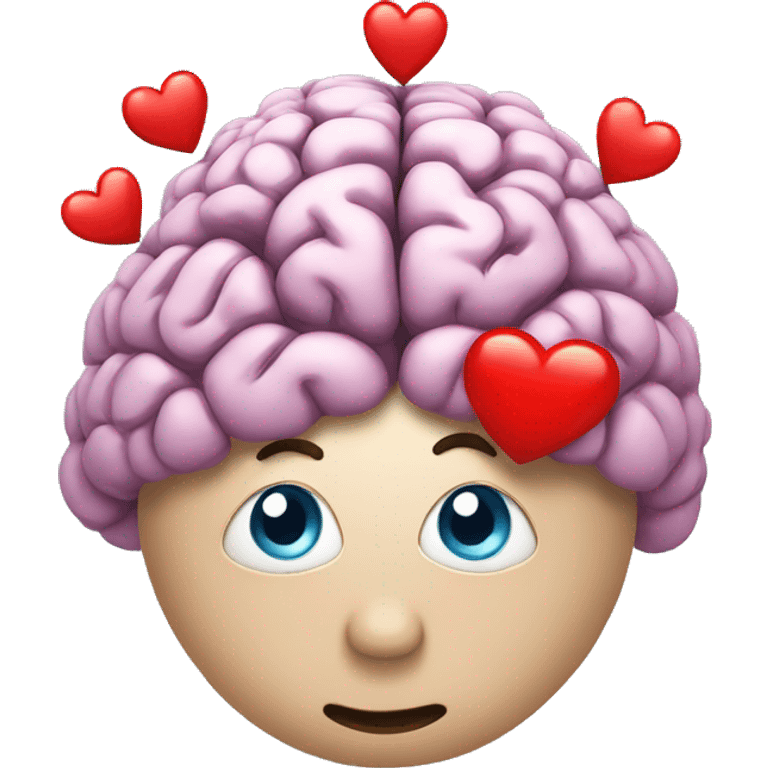 brain with a 3 heart crown emoji