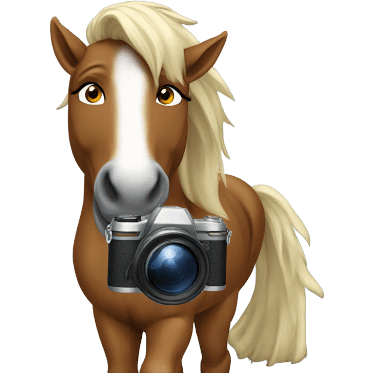 Stallion with camera emoji