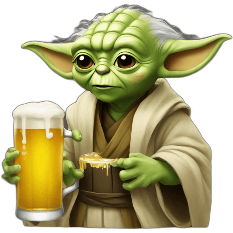 Yoda with beer emoji