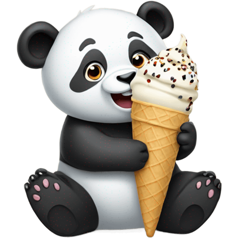 Panda eating ice cream emoji