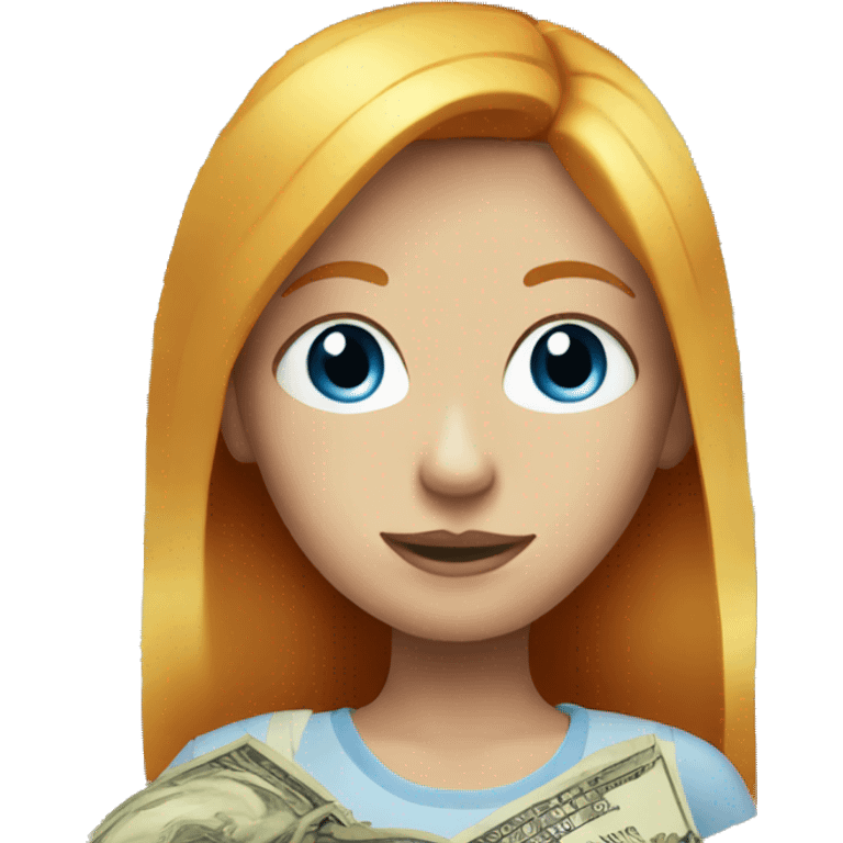 Red head girl blue eyes with blonde money pieces emoji