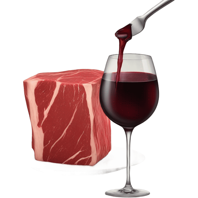 Giant piece of beef drinking wine emoji