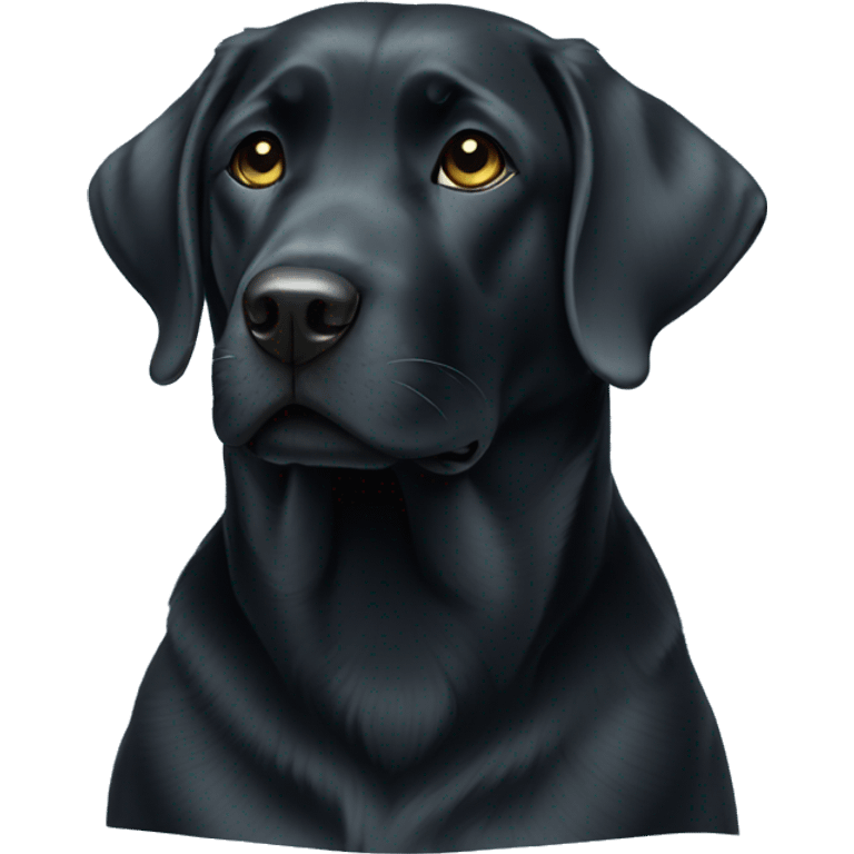 curled up Black Labrador with a light blue collar emoji