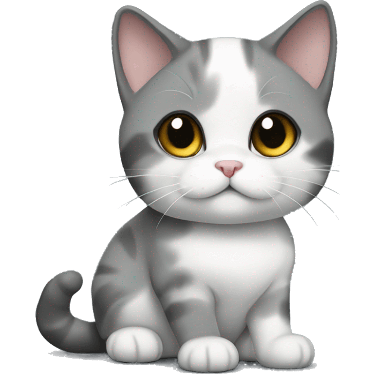 Gray/ black/ withe munchkin cat sitting  emoji