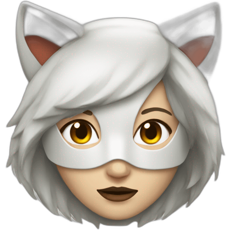 white women wearing a kitsune mask emoji