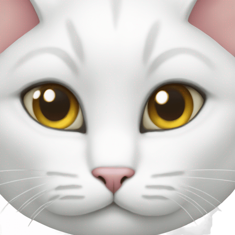 A white cat with a bow emoji