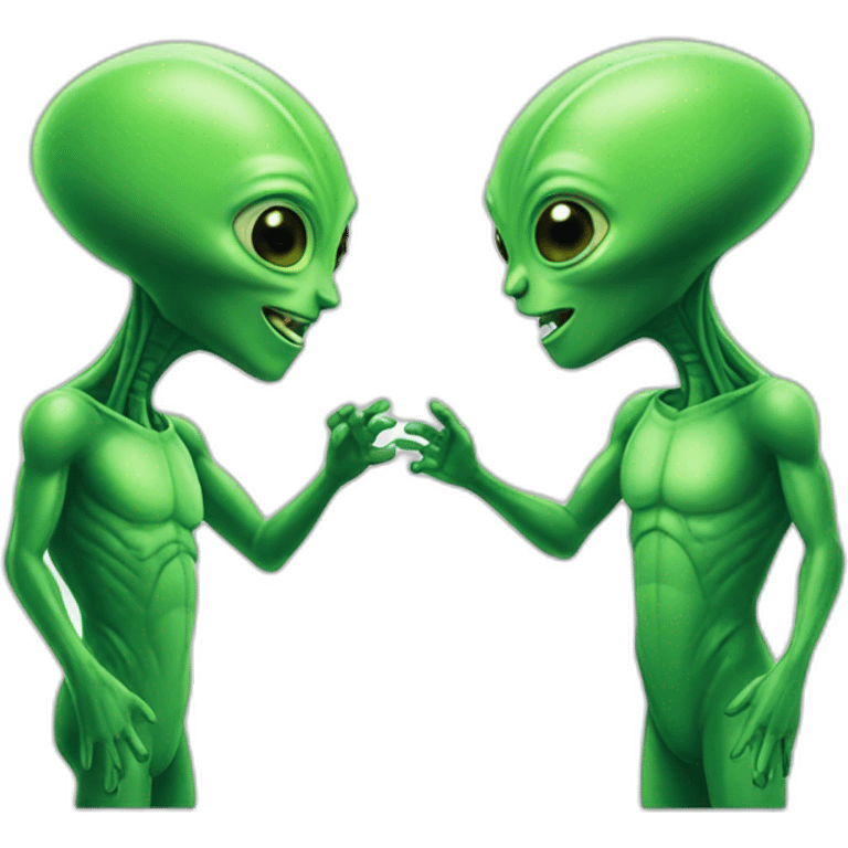 Two green aliens Talking to each other emoji