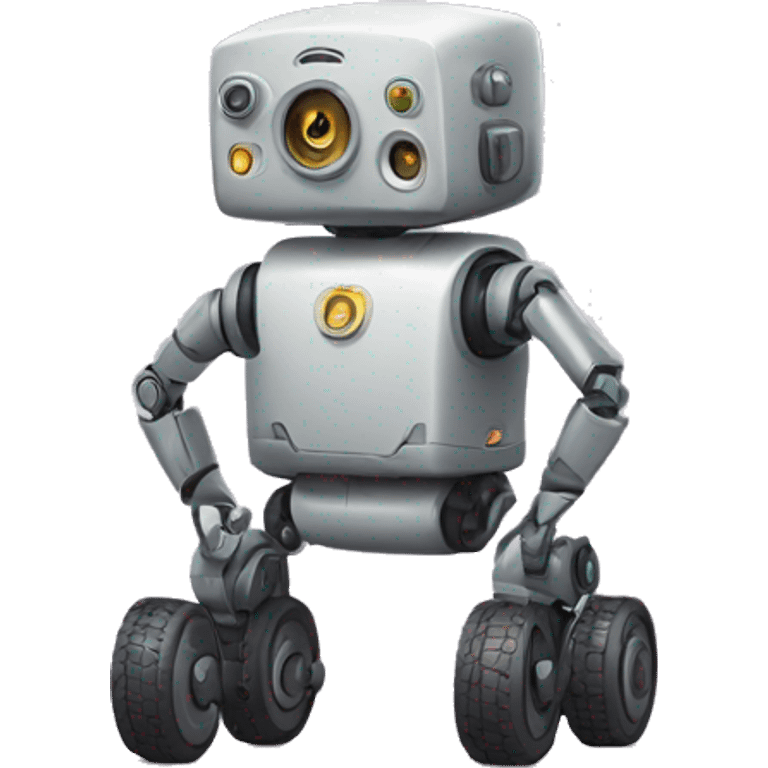 a robot with wheels for legs and a backpack on his back.  emoji