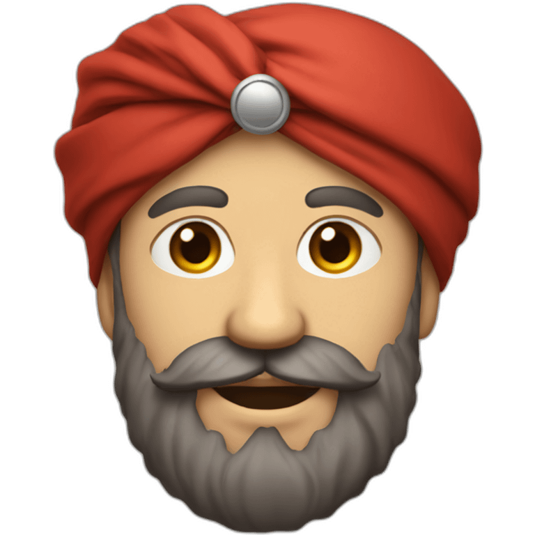 white man wearing big red turban + dark brown big beard emoji